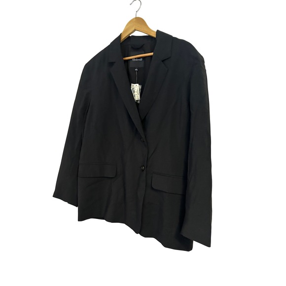 Madewell The Relaxed Oversized Blazer In Softdrape True Black Large - Picture 6 of 13
